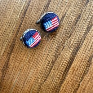 Smathers and Branson Patriotic Flag needlepoint Cufflinks